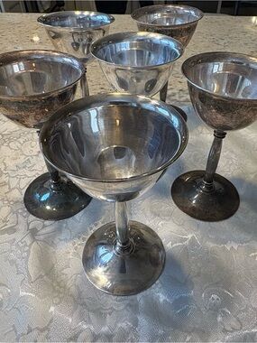 Vtg. Silver plate Victorian- Set of 6 goblets